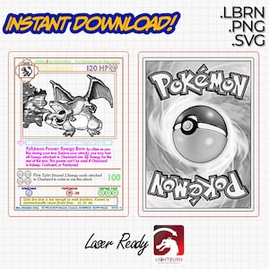 Charizard-basisset SVG, lasergesneden bestand, LightBurn-sjabloon, Pokémon Card Vector, digitale download