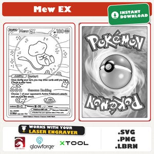 Mew EX SVG, Paldean Fates Pokemon Card Laser Cut File, Card Vector, LightBurn File, Digital Download