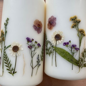 Western Wildflower: Pressed wildflower pillar candle, 3 x 6 pillar candle, real flower candles, botanical, floral decorations, gift for her