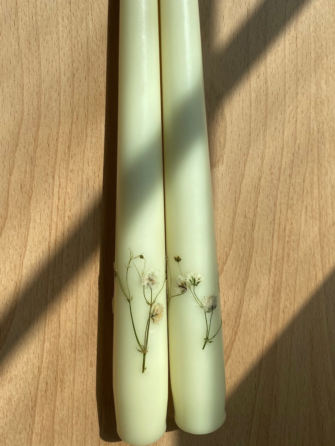 Babys Breath Pressed Flower Candle Real Flower Candles, Babys Breath