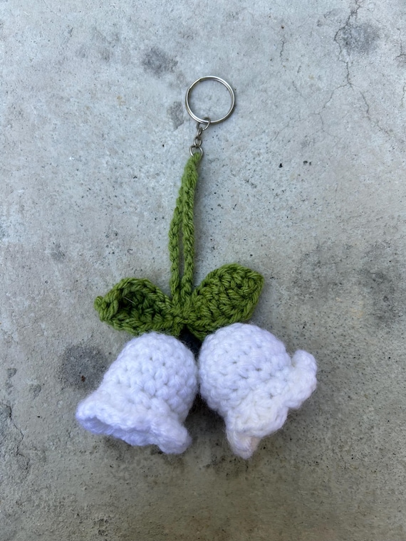 Handmade Crochet Lily of the Valley Keychain - Etsy