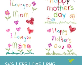 Jag älskar dig mamma SVG| Mors dag SVG| Mamma Svg| Mamma Citat| Mamma SVG| Glad mors dag-teckning Svg| Eps| Dxf| Png|