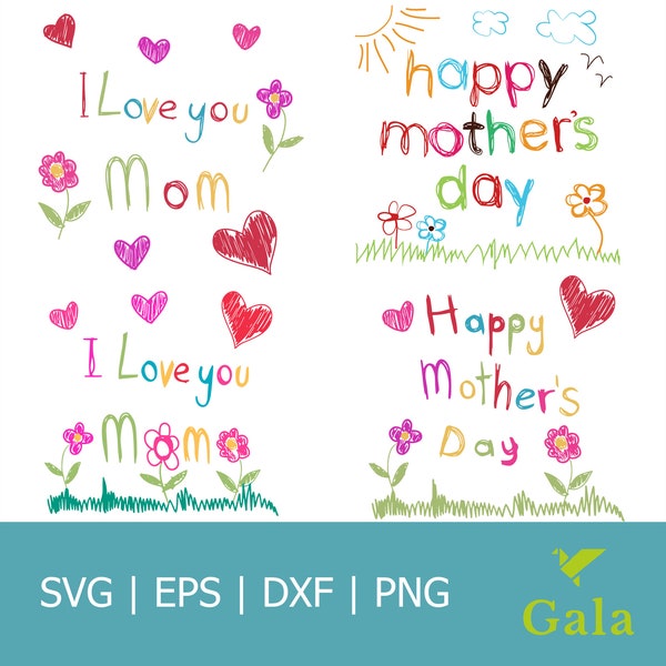 I Love You Mom SVG| Mother's Day SVG| Mama Svg| Mom Quote|  Mum SVG| Happy Mothers Day Drawing Svg| Eps| Dxf| Png|