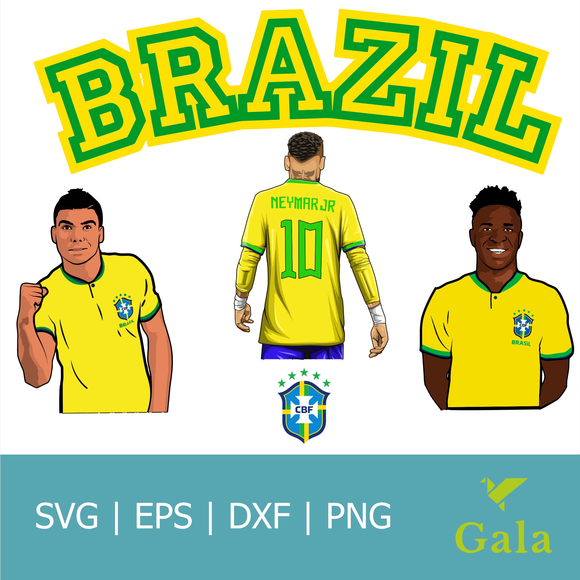 Brazilian National Team Svg Brazil Svg Neymar Jr Svg Vini Jr Svg Casemiro  Svg Euro Leuge Png Word Cup Svg Eps Dxf Eps - Etsy