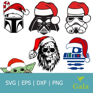 Puede incluir: Un conjunto de seis personajes de Star Wars con gorros de Papá Noel. Los personajes incluyen Darth Vader, Boba Fett, Stormtrooper, Chewbacca, R2-D2 y Baby Yoda.