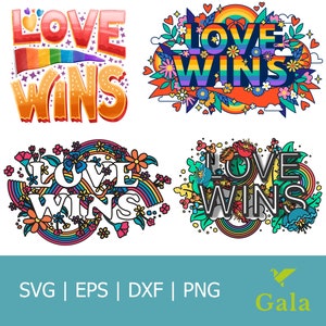 L&#39;amore vince Svg/ Arcobaleno Svg/ Orgoglio Svg/ LGBTQ Svg/ Per camicie/ Cricut Svg/ Lesbiche Svg/ Gay Svg/ Amore Svg/ Png
