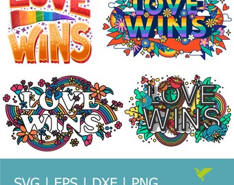 Love Wins Svg| Rainbow Svg| Pride Svg| LGBTQ Svg| For Shirts| Cricut Svg's| Lesbian Svg| Gay Svg| Love Svg| Png