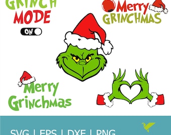 Grinses SVG| Grincmas Weihnachten Png-Svg| Grins Clipart Files| Dateien für Cricut & Silhouette Digitale Datei | Eps|Svg|Dxf|Png