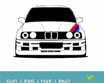 E30 M3 Front Car SVG Clip Art Graphic Art Instant Download Illustration Vector svg eps png jpg Stencil Automotive File