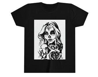 Day of the Dead Girl Youth Short Sleeve Tee T-Shirt Unisex Multiple Colors