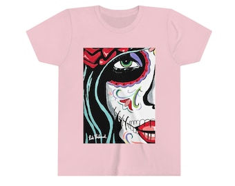 Day of the Dead Girl Youth Short Sleeve Tee T-Shirt Unisex Multiple Colors