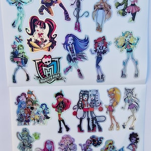 Adesivi in vinile fatti a mano da 50 pezzi con personaggi di bambole alla moda per ragazze mostruose, graffiti, telefoni e computer portatili