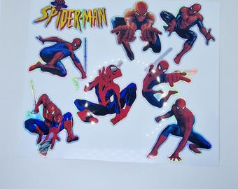 Handgefertigte holografische Spider Boy Helden Aufkleber Superheld Stickers Pack für Kinder & Fans