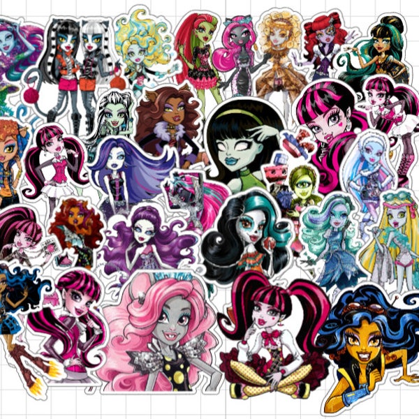 50pcs Monster High Fashion Doll Characters Vinyl Stickers Graffiti Phones Laptop