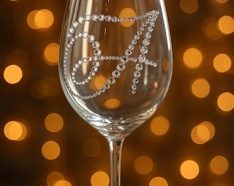 Personalised Wine Glass Initial Letter Gift For Her ,Him Birthday, Bridesmaid, Christmas, Valentine's Day
