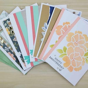 Juego de 10 tarjetas de aniversario surtidas hechas a mano con sobres