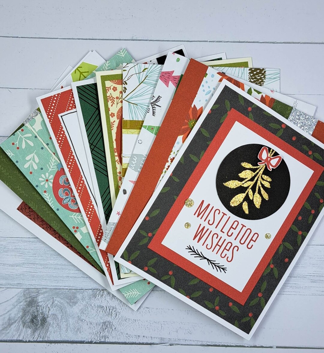 Set of 10 Assorted Homemade Christmas Cards With Envelopes - Etsy