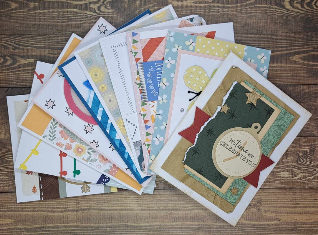 Set of 10 Assorted Homemade Birthday Cards With Envelopes - Etsy