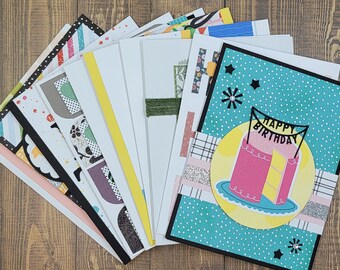 10 Homemade Assorted Birthday Cards with Envelopes