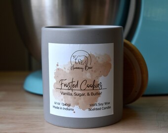 12 oz Frosted Cookie Soy Candle | Vanilla, Sugar, & Butter | Long Burn Time | Made To Order