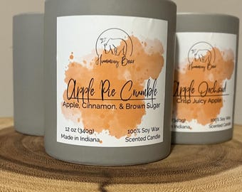 12oz Apple Pie Crumble Soy Candle | Apple, Cinnamon, & Brown Sugar | Long Burn Time | Made to Order