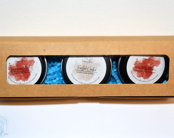Holiday Sample Pack | Three .75oz Candles | Peppermint Mocha, Frosted Cookie, & Snowy Trails | Made To Order