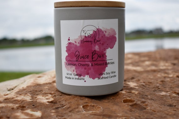 12 oz Juice Box Soy Candle | Lemon, Cherry, & Mixed Berry | Strong Scent | Long Burn Time | Made to Order