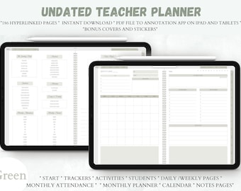 Undatierter Ipad-Lehrer-Planer, Lernressourcen-Lehrer-Notizblock, Lehrer-Organizer, Goodnotes-Planer,