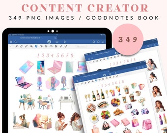 Digital Goodnotes Stickers For Content Creator, Social Media Planner PNG Stickers,  Influencer Lifestyle Onenote Stickers