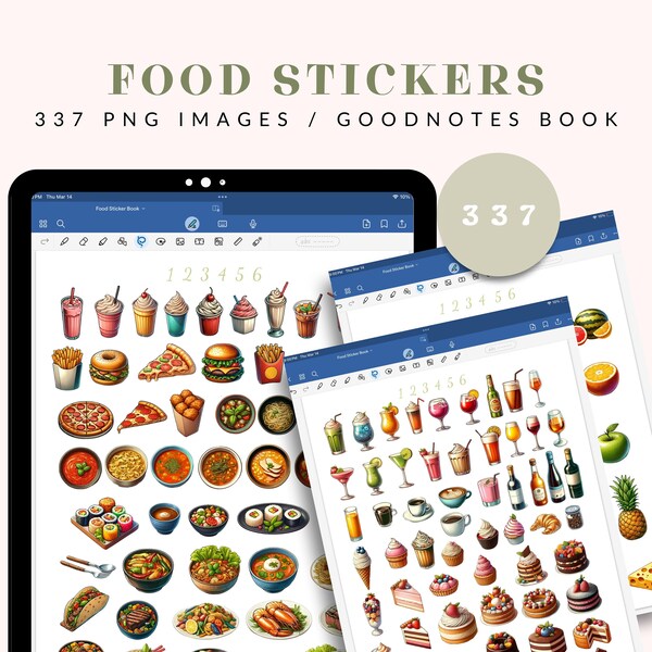 Digital Goodnotes Food Stickers Etsy
