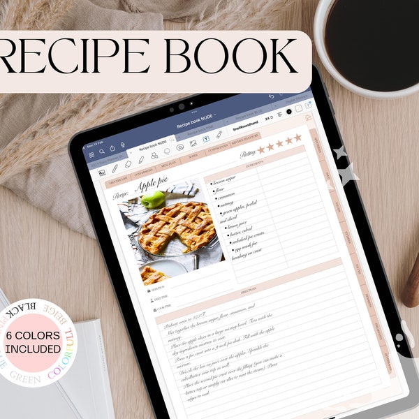 Digital Recipe Book , Meal Planner , Recipe Book Template, Goodnotes Cookbook, Family Recipe Book, Kitchen Conversions,