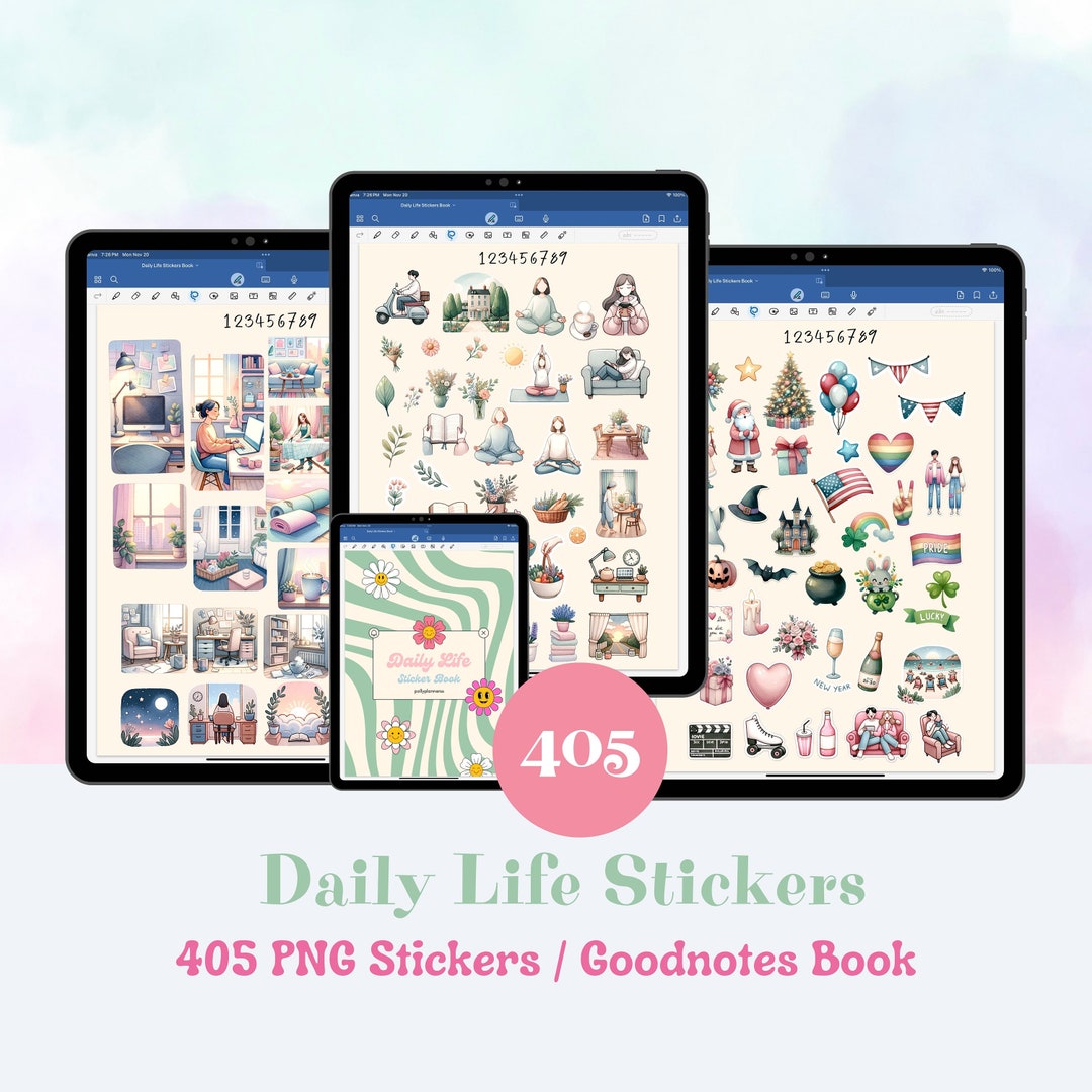 Daily Life Stickers for Goodnotes Planner, Everyday Functional Digital ...