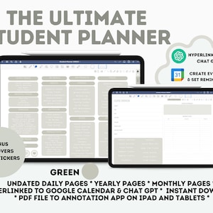 Undated Digital Academic Planner Goodnotes, Student Planner iPad College Academic Agenda, Academic Planner ChatGPT Integration