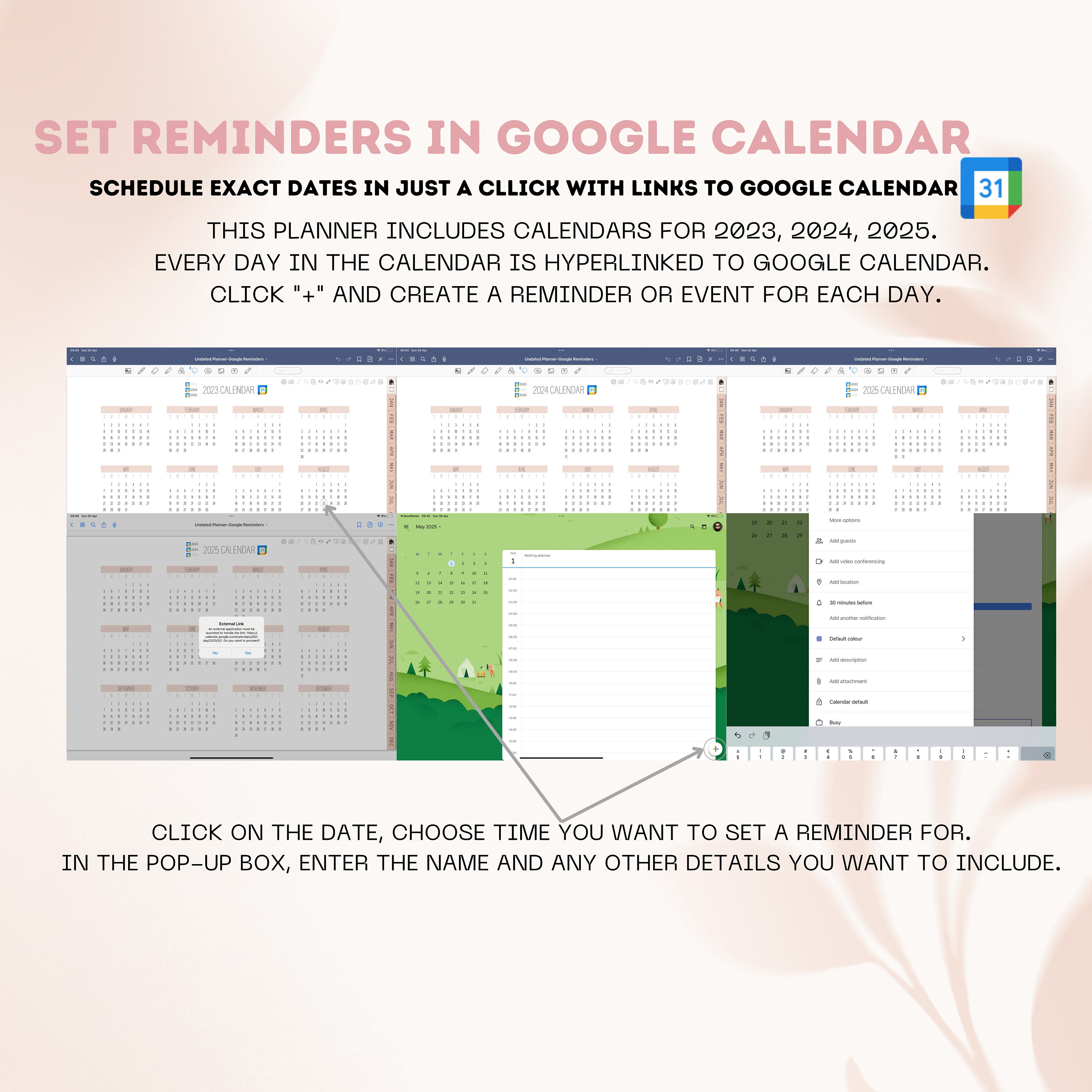 2024 2025 Undated Goodnotes Digital Planner Google Calendar - Etsy