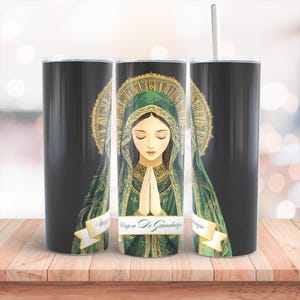 Virgen de Gaudalupe 20oz Skinny Tumbler Wrap Sublimation Design Instant Digital Download PNG Lady of Guadalupe Mexican Saint Tumbler Wrap