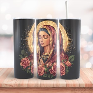 Virgen de Gaudalupe 20oz Skinny Tumbler Wrap Sublimation Design Instant Digital Download PNG Lady of Guadalupe Mexican Saint Tumbler Wrap