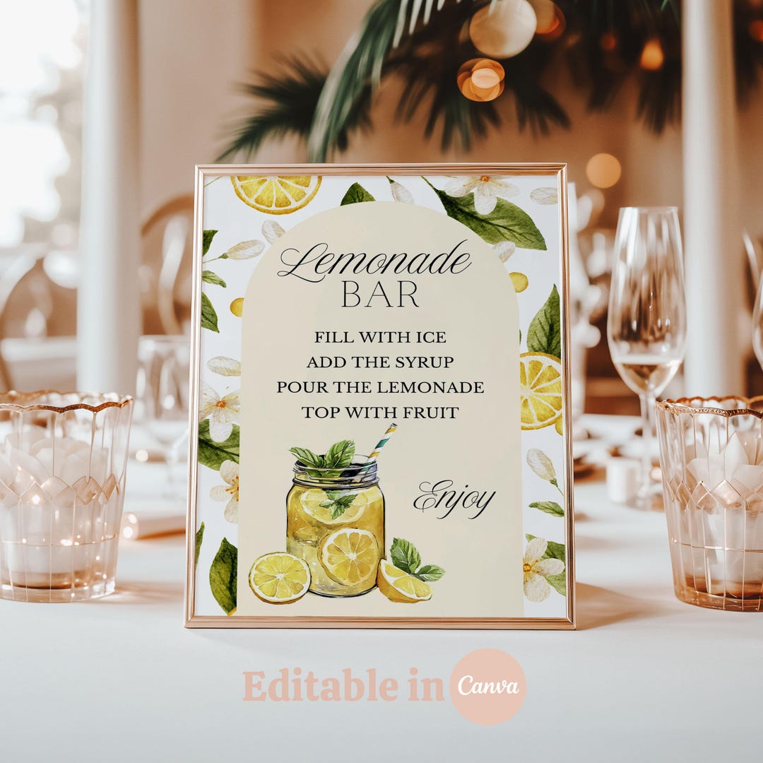 Modelo editável de placa para bar de limonada, estação de bebidas no ...