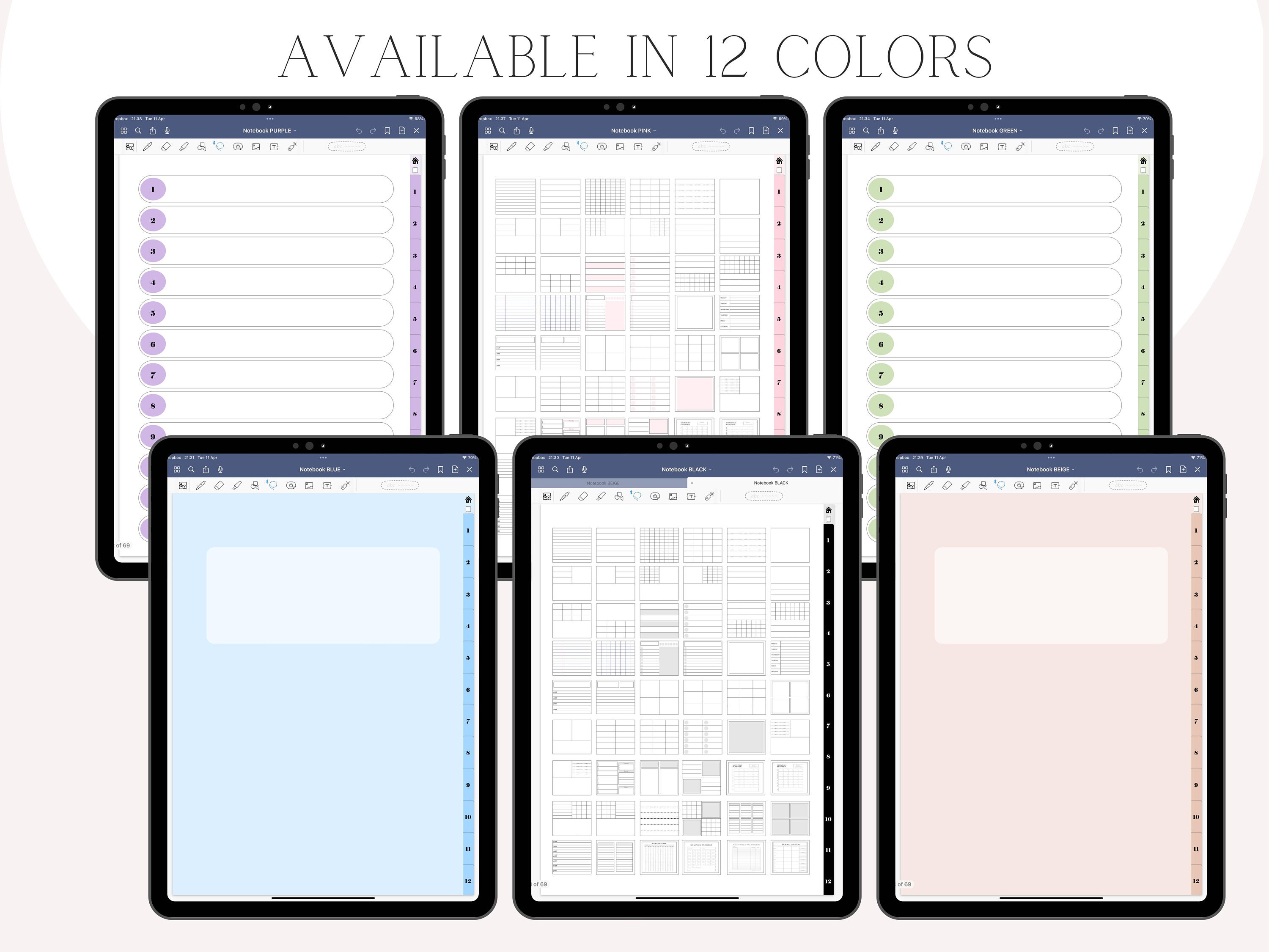 Digital Notebook Goodnotes, Notebook With Tabs for Student, Minimal Notebook Ipad, Custom