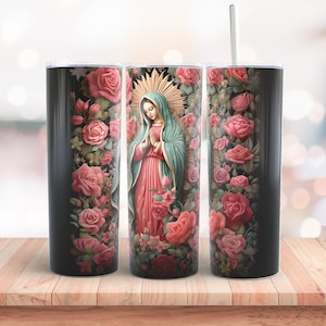 Virgen de Gaudalupe 20oz Skinny Tumbler Wrap Sublimation Design Instant Digital Download PNG Lady of Guadalupe Mexican Saint Tumbler Wrap