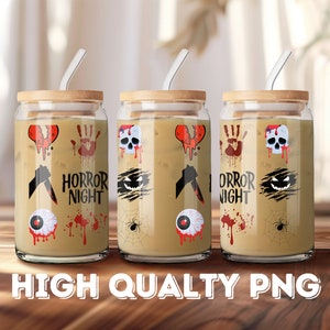 Horror Night Png 16oz Libbey Can Wrap Png Scary Halloween Glass Can Tumbler Scary Halloween Horror Movie Png Libbey Glass Wrap Spooky Season