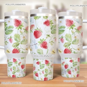 Strawberry Png 40oz Tumbler Wrap Summer Fruit Design Quencher Sublimation Girlie Png Coquette Aesthetic Strawberries Tumbler Digital File