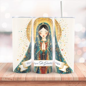 Virgen de Gaudalupe 20oz Skinny Tumbler Wrap Sublimation Design Instant Digital Download PNG Lady of Guadalupe Mexican Saint Tumbler Wrap
