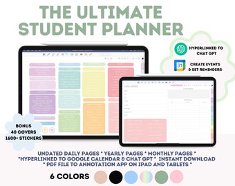 Student Digital Planner Undated Goodnotes Digital Student Notebook With Reminders Academic Agenda Google Calendar ChatGPT Integration