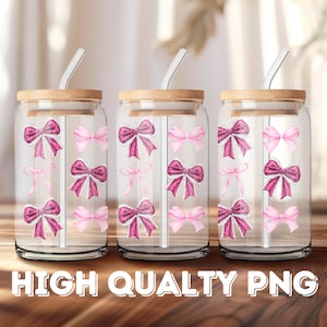 Christmas Pink Coquette Bow 16oz Libbey Glass Can Wrap Christmas Libbey Wrap Png Merry Christmas Wrap Pink Christmas Bow Libbey Glass Can