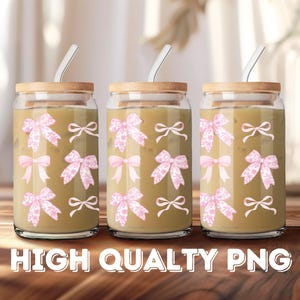 Coquette Chinoiserie Bow Png 16oz Libbey Glass Can Png Girly Coquette Glass Can Png Coquette Bow 16oz Glass Can Pink Bow Sublimation Design
