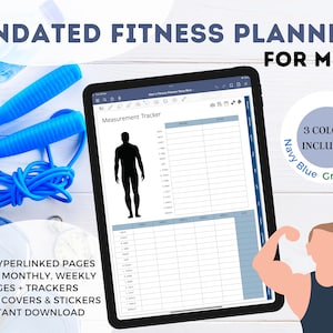 Workout And Fitness Digital Planner For Men, Weight Loss Journal Workout Planner Weight Loss Tracker Digital Fitness Planner for iPad