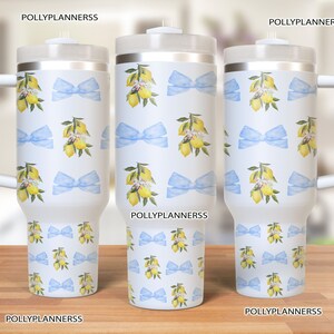 Lemon Coquette Bows 40oz Tumbler Wrap Girlie Tumbler Wrap 40oz Quencher Tumbler Summer Png Wrap Digital Download Lemon Png Sublimation Wrap