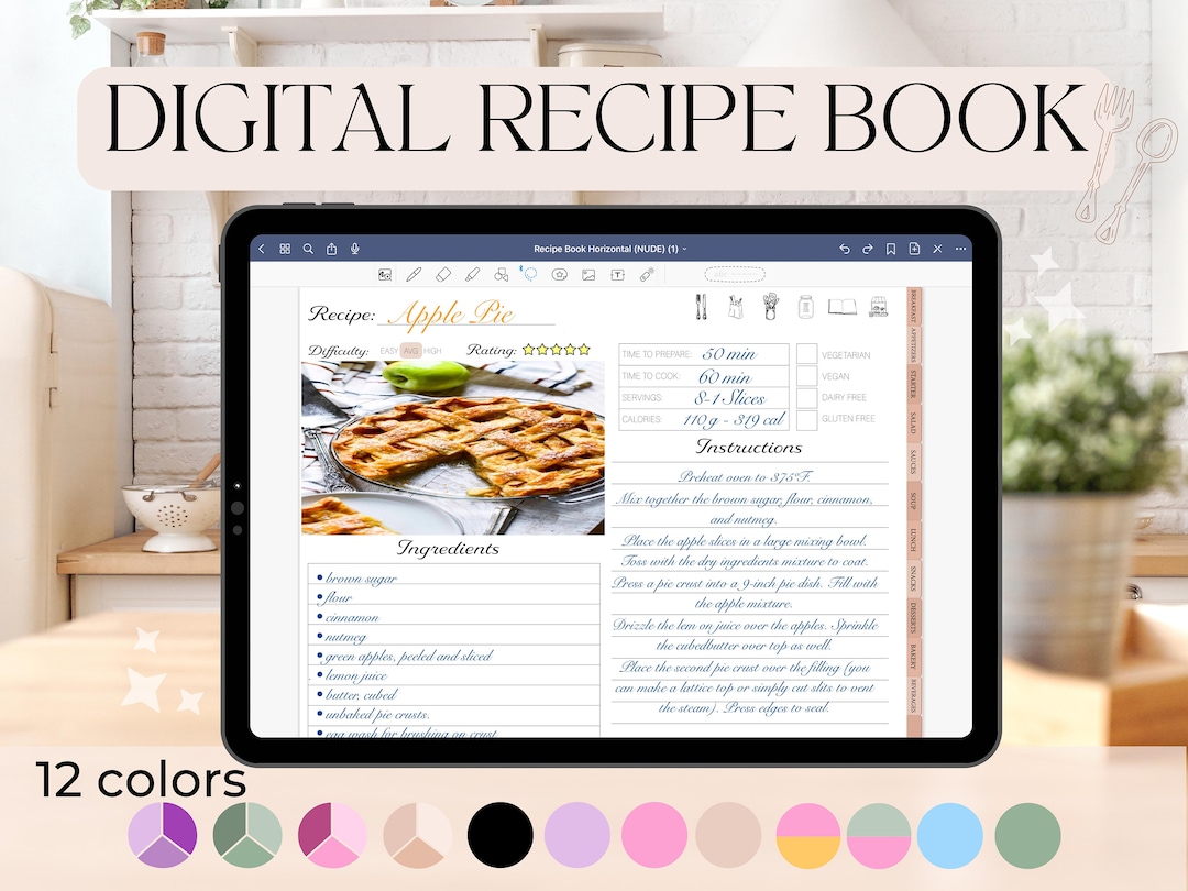 Digital Recipe Book Goodnotes, Digital Cookbook for Ipad, Recipe Book ...