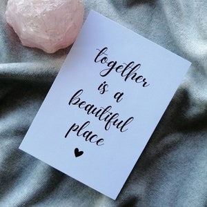 Postkarte "together is a beautiful place" zum Valentinstag, zum Jahrestag, romantische Karte, Liebesgrüße, Liebesbrief, minimalistisch