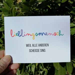 Postkarte Lieblingsmensch, Karte für die besten Menschen auf der Welt, für Mama, Freundin, Kollegen, Geburtstag, handgemachte Postkarte